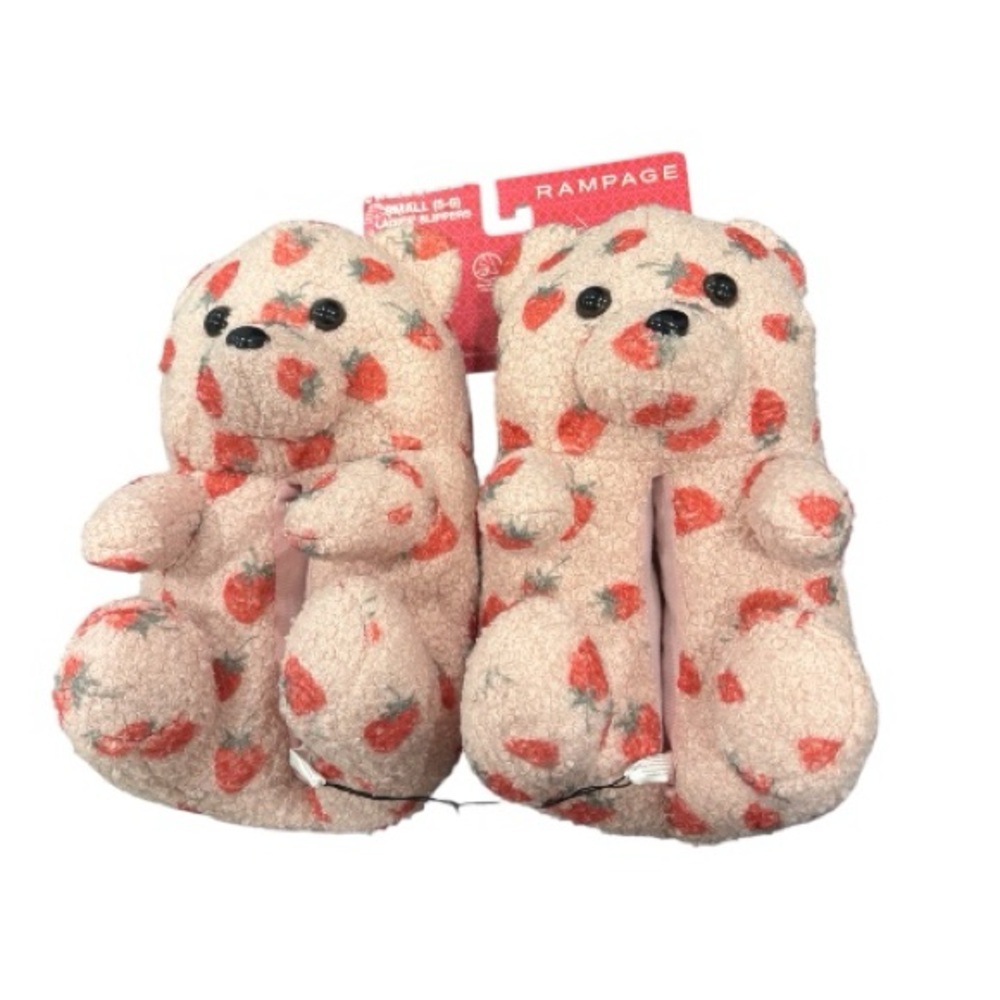 Rampage Ladies' Slippers - Pink with Strawberries (Small 5-6) - Picture 1 of 3